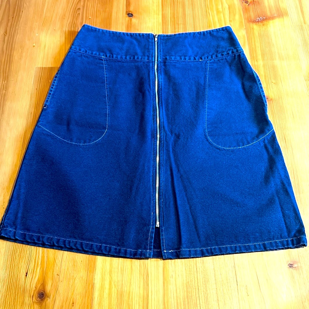 Utility Canvas Made in the USA Denim midi skirt.